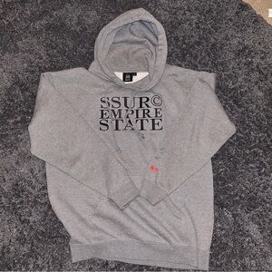 SSUR EMPIRE STATES Gray Hoodie Sweatshirt Size Large